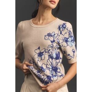 maeve x sonal nathwani floral short sleeve sweater xsmall
